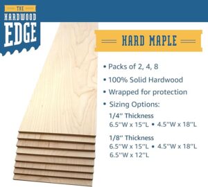 Maple Hardwood Planks - 4-Pack Hard Maple Wood for laser engraving