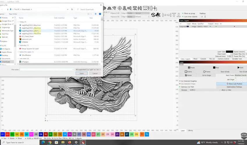 Uploading Our 3D Image  In Lightburn