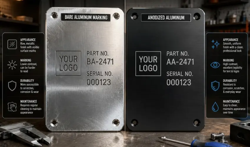 Bare Aluminum Marking vs. Anodized Aluminum