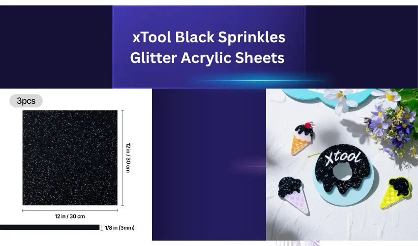 xTool Black Sprinkles Glitter Acrylic Sheets