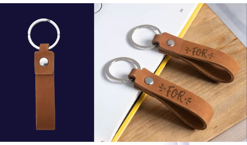 xTool Brown Genuine Leather Slim Keychain 