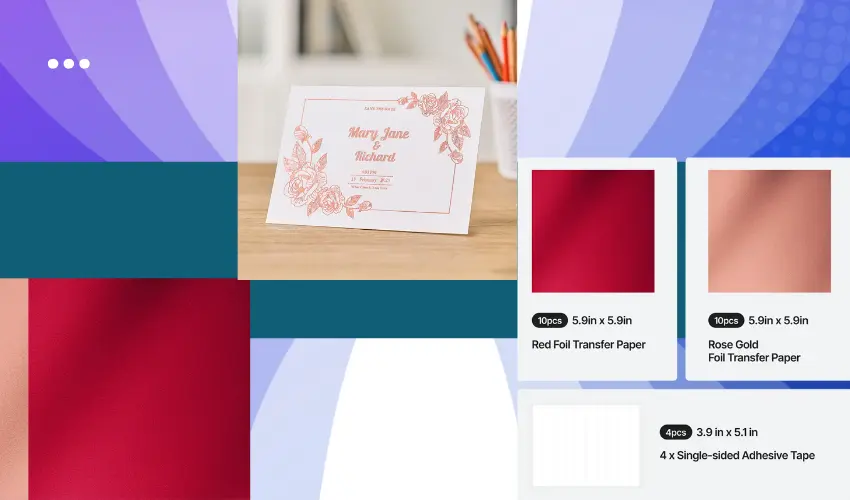 Rose Gold and Red Foil Transfer Paper for xTool M1 Ultra Hot Foil Pen (20pcs)