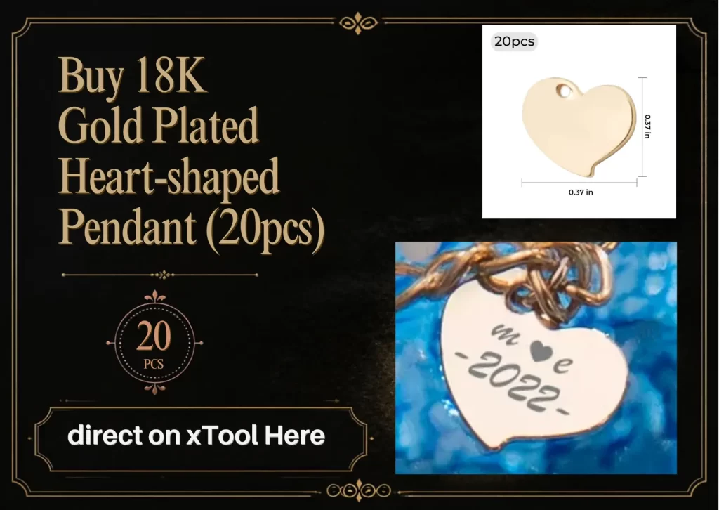 18K Gold Plated Heart-shaped Pendant (20pcs)